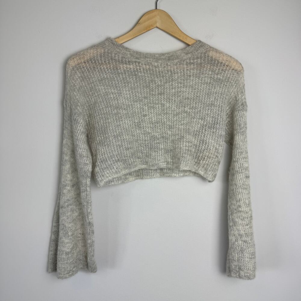 Anthropologie Sleeping on Snow Women's Grey Alpaca Wool Blend Cropped Sweater Sm
